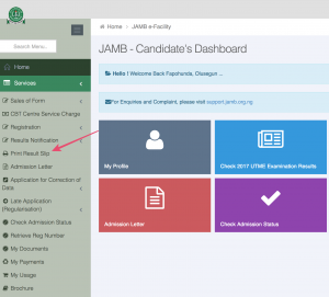 jamb result - print slip