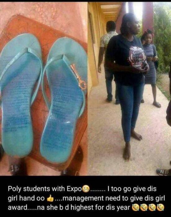 Female Student Caught with 'Expo' Scribbled On Slippers
