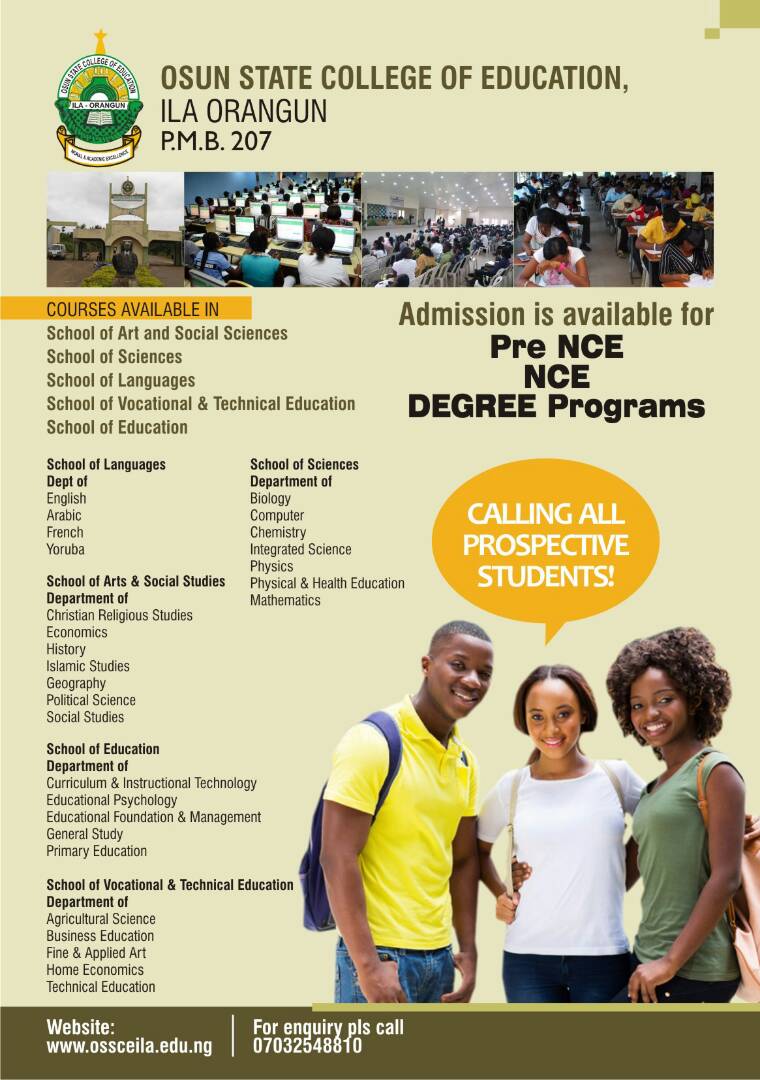OSSCEILA Pre-NCE, NCE & Degree Admission Form