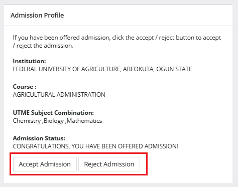offered admission on caps
