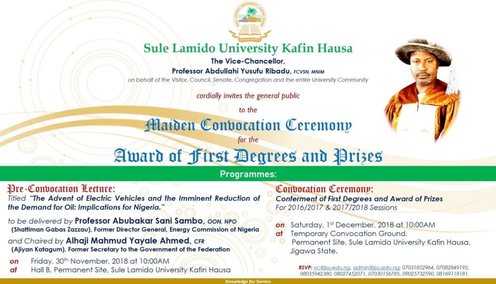 Sule Lamido University (SLU) COnvocation ceremony