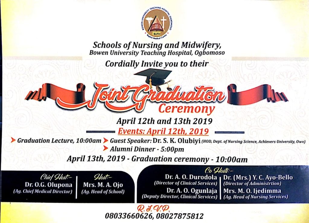 BUTH School of Nursing and Midwifery Joint Graduation Ceremony Date