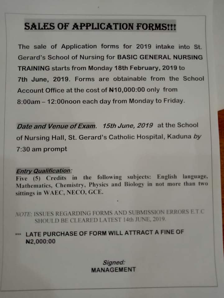 How to Apply for St. Gerard’s School of Nursing Admission Form