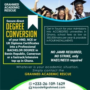 NCE HND IPED ATHE Conversions into BSc, Admissions into Universities in Ghana