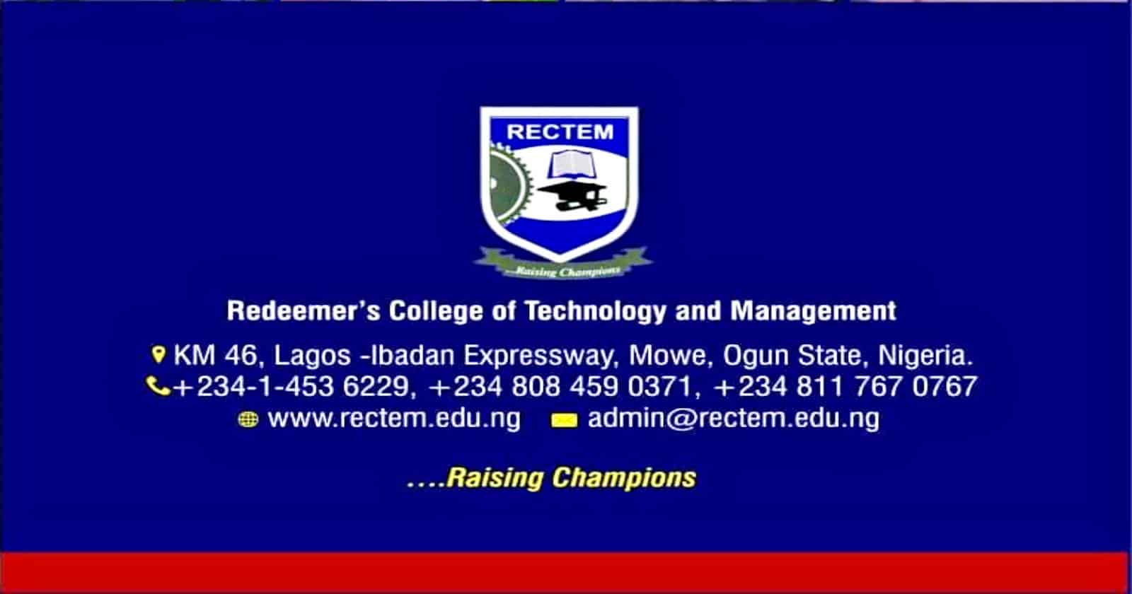 Redeemer's College of Technology and Management Post UTME Form