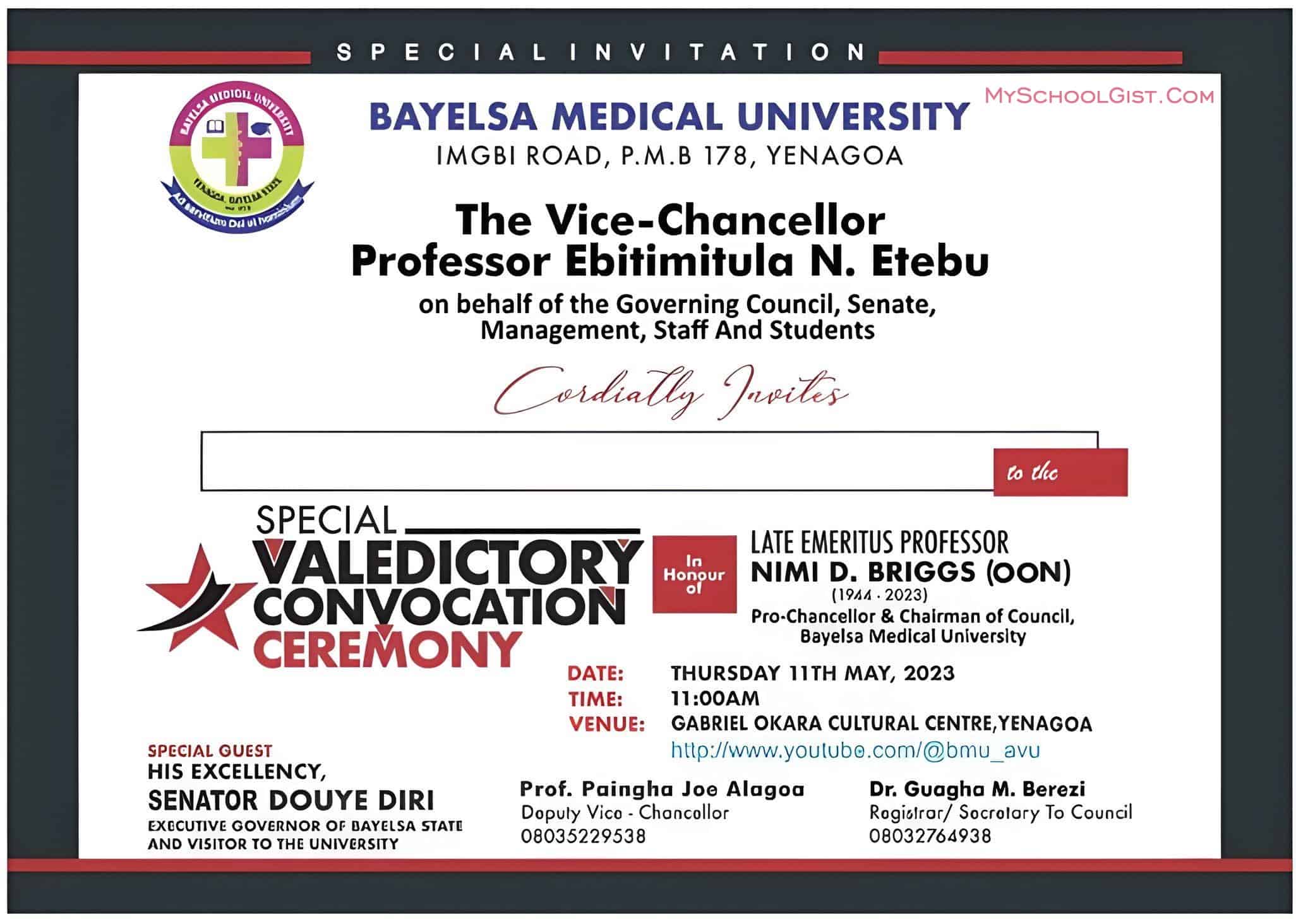 Bayelsa Medical University Special Valedictory Convocation Ceremony