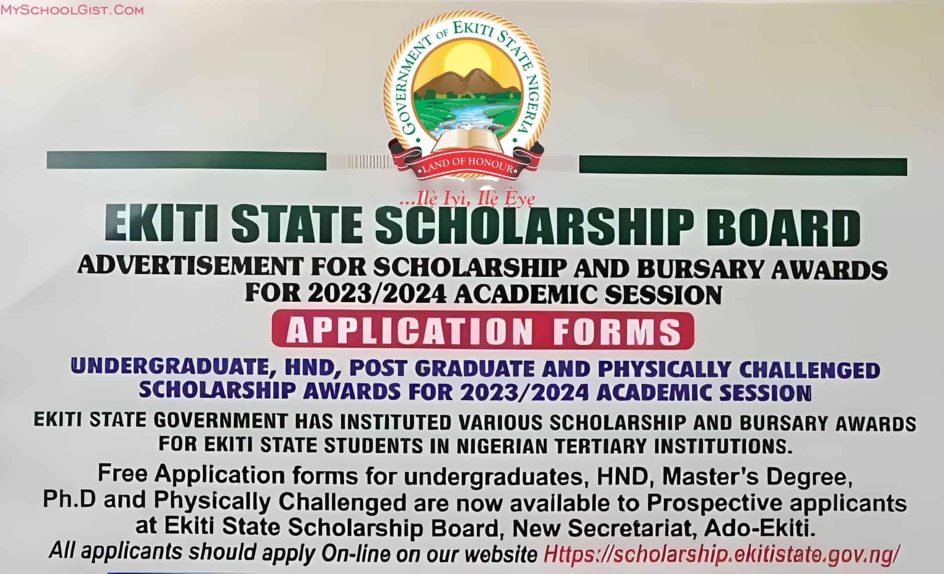 Ekiti State Government Scholarship and Bursary Award