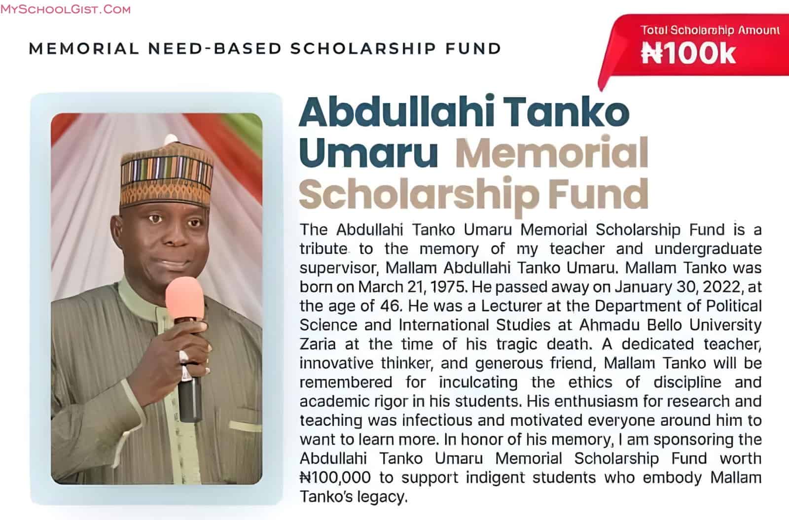 Abdullahi Tanko Umaru Memorial Scholarship