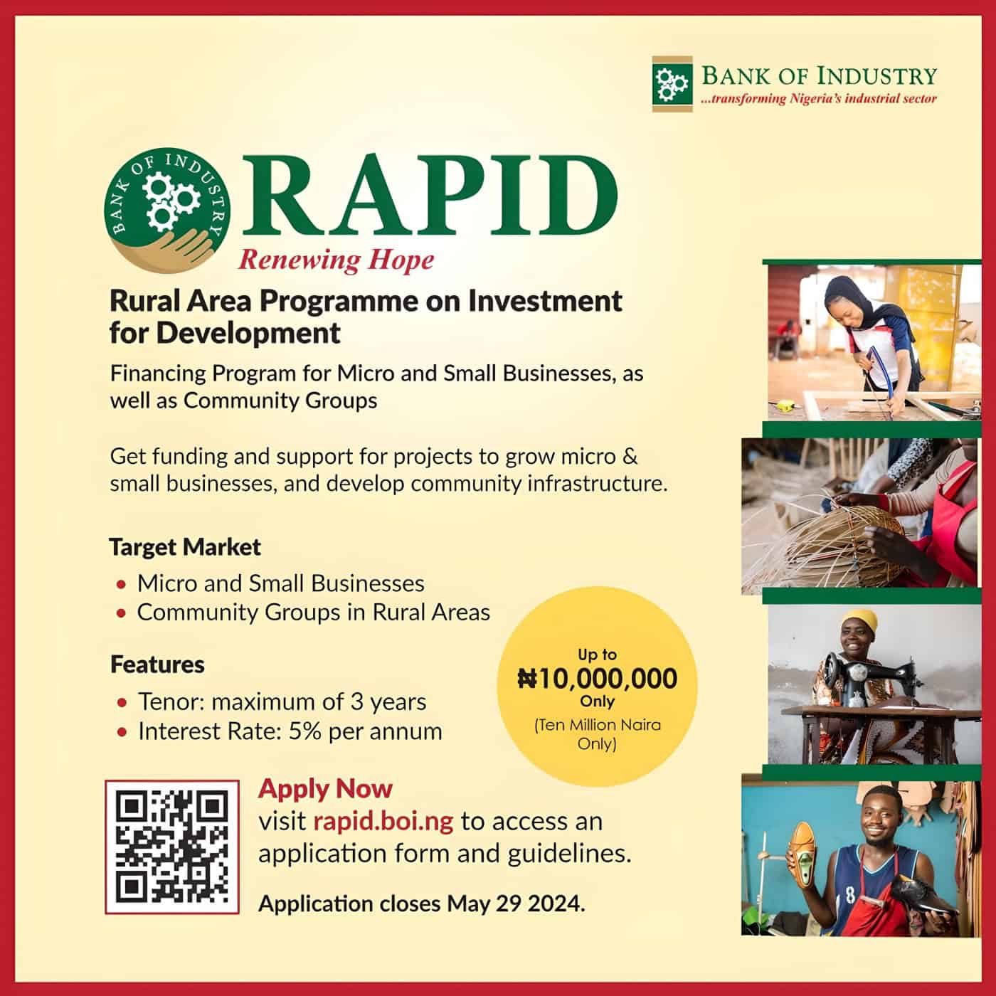 Bank of Industry (BOI) Rural Area Programme On Investment for Development (RAPID)