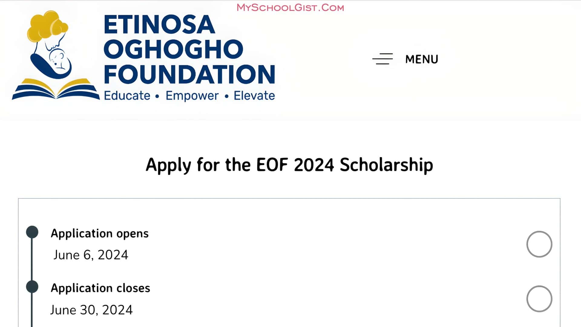 Etinosa Oghogho Foundation (EOF) Scholarship