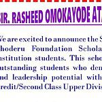Sir Rasheed Shoderu Foundation Scholarship 2024