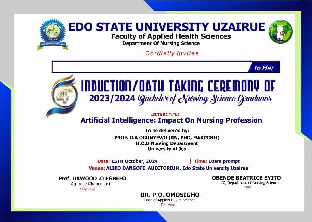 EDSU Department of Nursing Induction and Oath-Taking Ceremony Announced