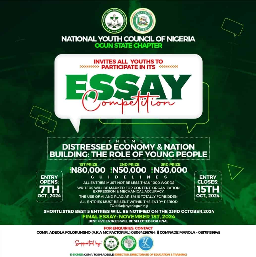 National Youth Council of Nigeria (Ogun State Chapter) Essay Competition